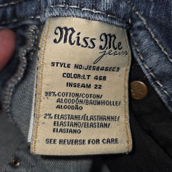 Miss Me Mid-rise Easy Cropped Bling Ripped Denim Jeans Size 31 - Picture 9 of 9
